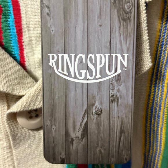 RingSpun Mens Knit Polo Shirt Large 100% Cotton Textured NWT 90s Coogi Vibe - Picture 4 of 7